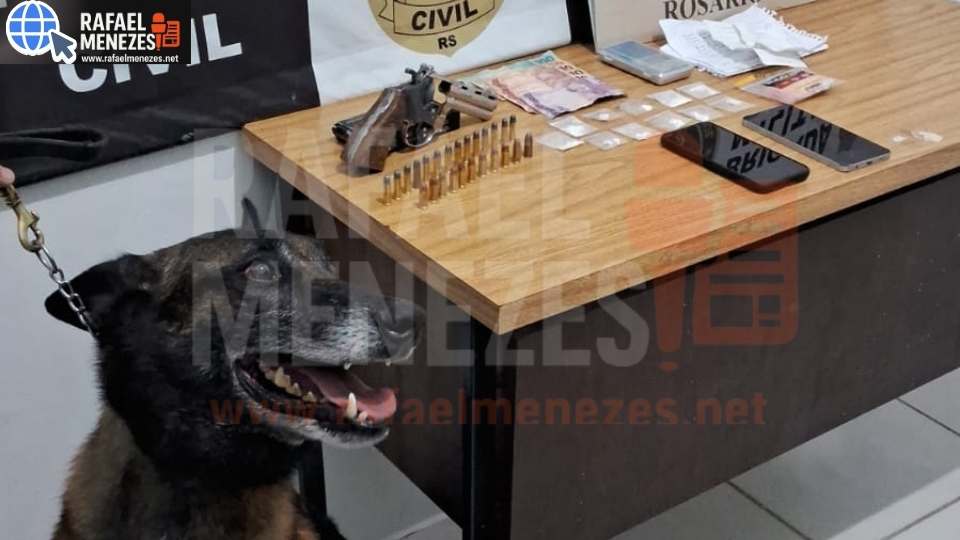 Jovem é preso por tráfico de drogas e posse irregular de arma em Rosário do Sul