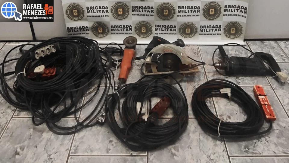 Homem confessa furto e Brigada Militar recupera ferramentas e extensões elétricas em São Pedro do Sul