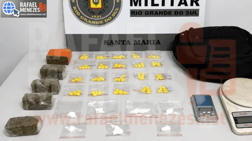 Homem é preso com ecstasy, cocaína e maconha após fuga durante abordagem da Brigada Militar em Santa Maria