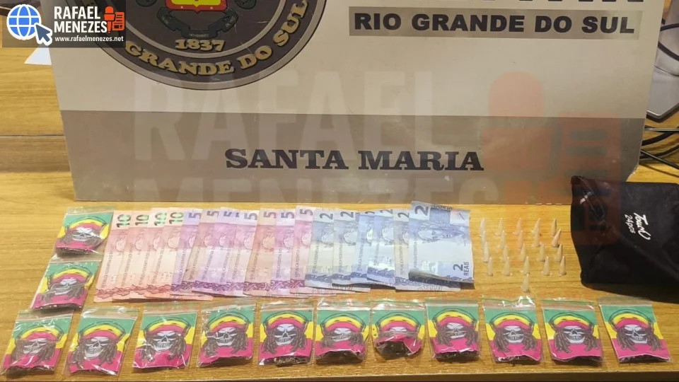 Homem é preso com cocaína e maconha durante abordagem em Santa Maria