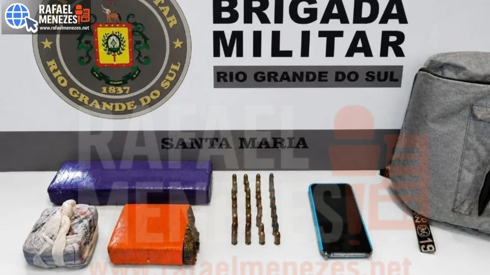 Homem é preso com mais de um quilo de maconha e munições em Santa Maria