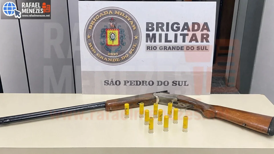 2º BPChq apreende arma e munições após denúncia de possível abigeato em São Pedro do Sul