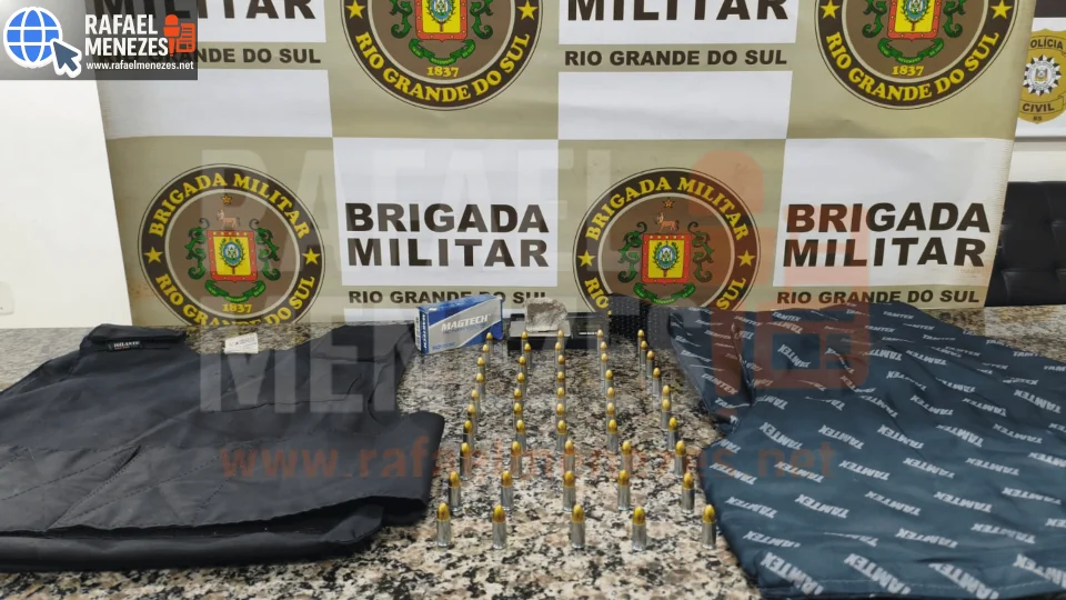 BPChoque de Santa Maria prende homem com munições de uso restrito, maconha e colete balístico em Santo Ângelo