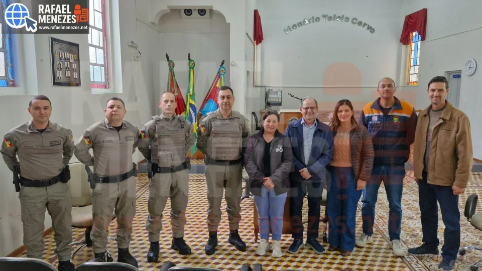 Faxinal do Soturno reforça ações de segurança pública em reunião com comandante do 1º RPMon