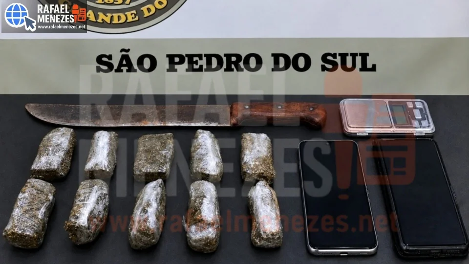 Homem é preso e adolescente apreendido por tráfico de drogas em São Pedro do Sul