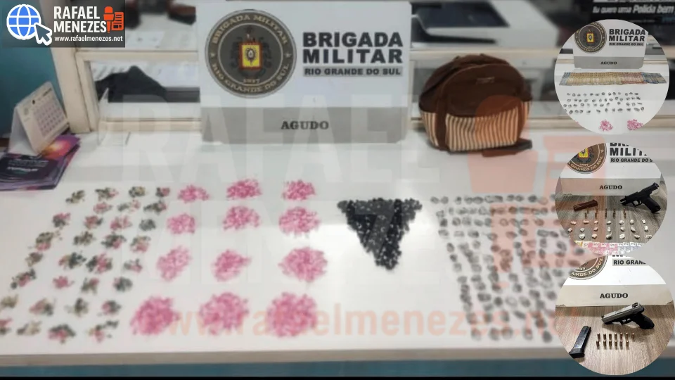 Cinco pessoas são presas e grande quantidade de drogas e armas é apreendida em Agudo