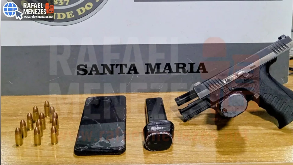 Homem com antecedente por homicídio é preso com pistola 9 mm raspada em Santa Maria