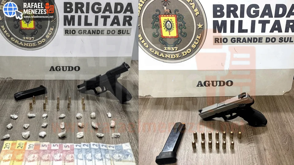 Quatro pessoas são presas e drogas e armas são apreendidas durante ação da Brigada Militar em Agudo