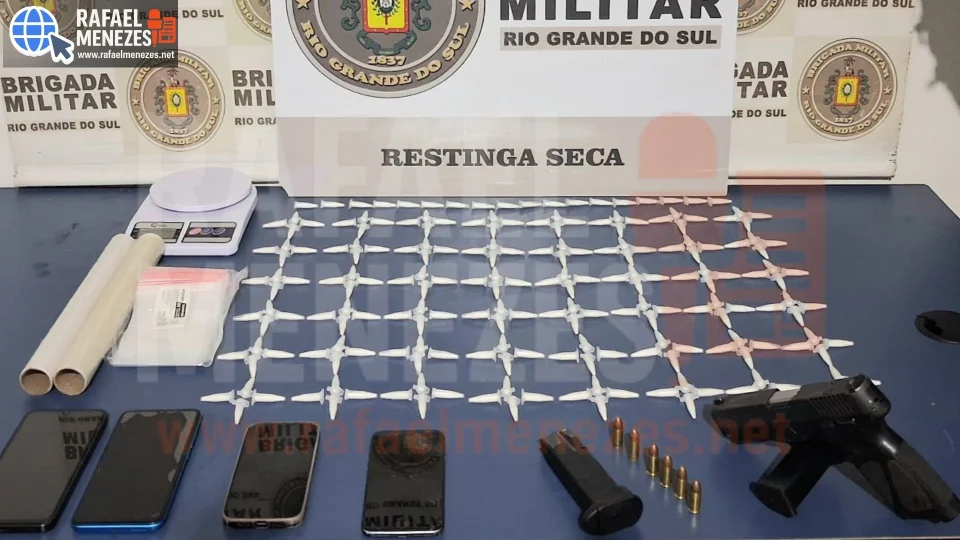 Homem é preso armado e com cocaína durante ação da Brigada Militar em Restinga Sêca