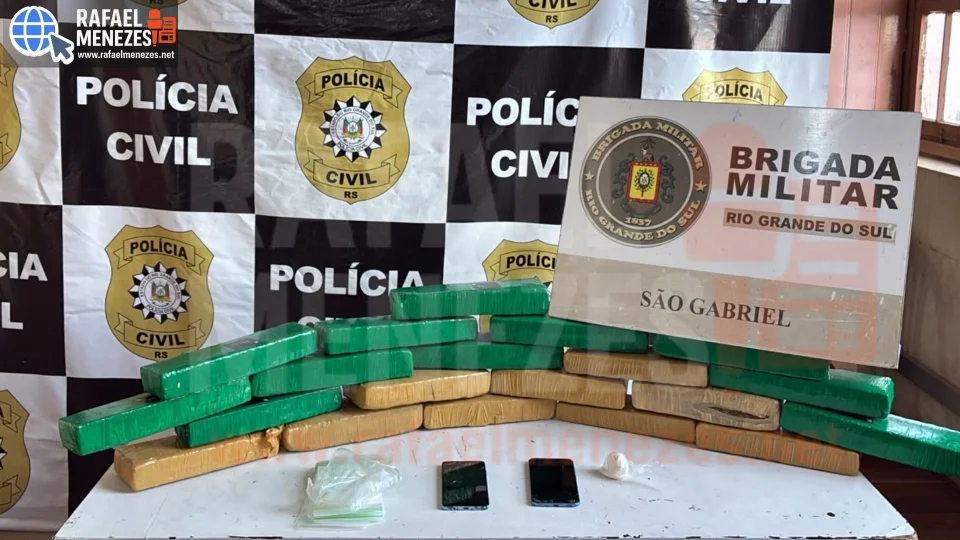 Polícia Civil e Brigada Militar apreendem mais de 17 quilos de maconha em São Gabriel