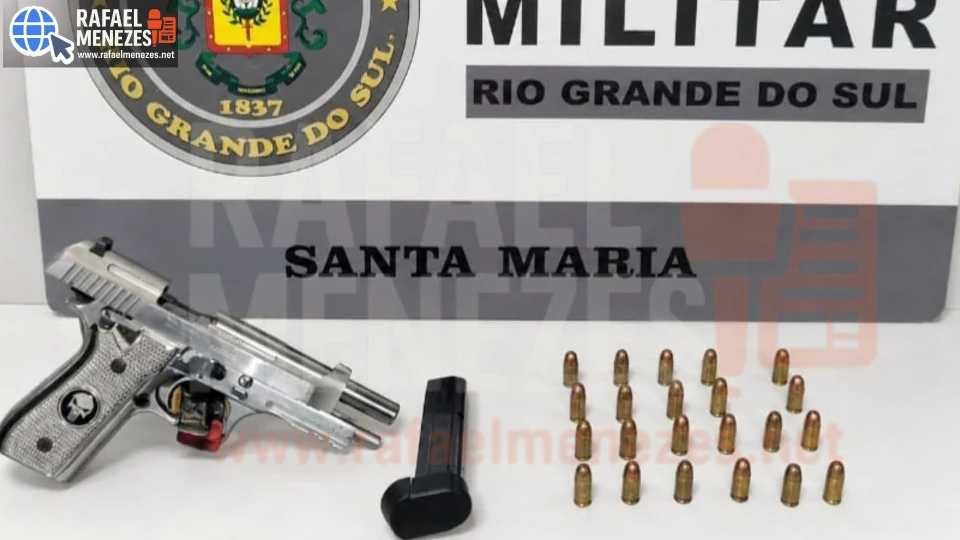 Homem é preso com pistola e munições durante abordagem em Santa Maria