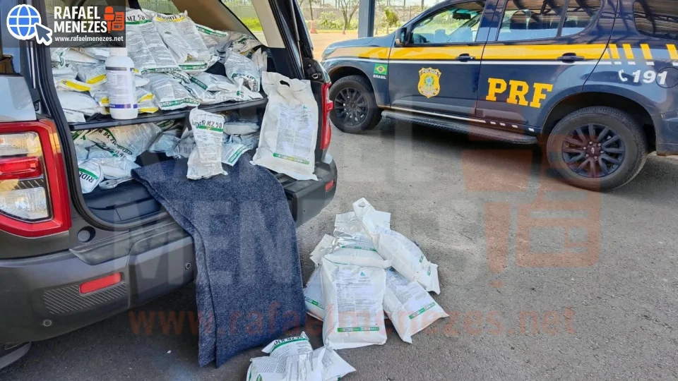 PRF apreende 200 quilos de agrotóxicos contrabandeados na BR-290 em Rosário do Sul