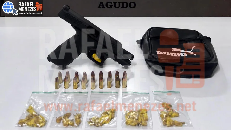 Adolescente de 17 anos é apreendido com pistola e drogas em Agudo