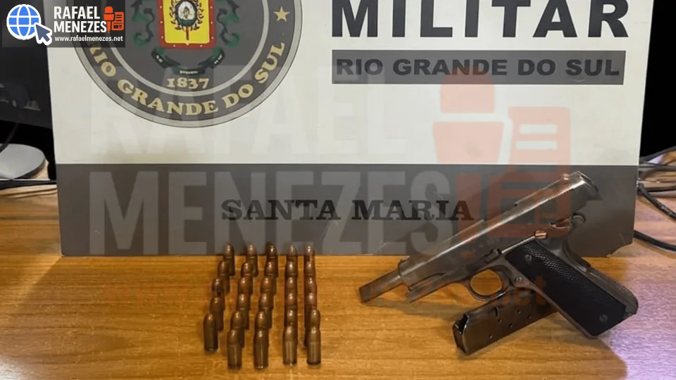 Mulher é presa com pistola calibre .45 e 29 munições em Santa Maria