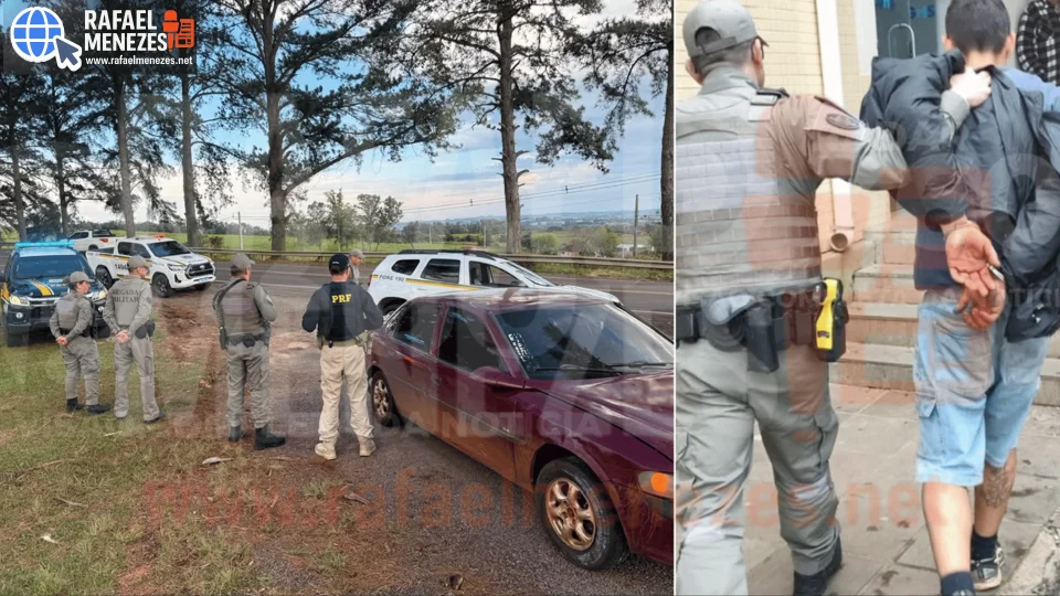 Jovem foge de clínica de reabilitação, furta carro e é preso após perseguição na BR-287
