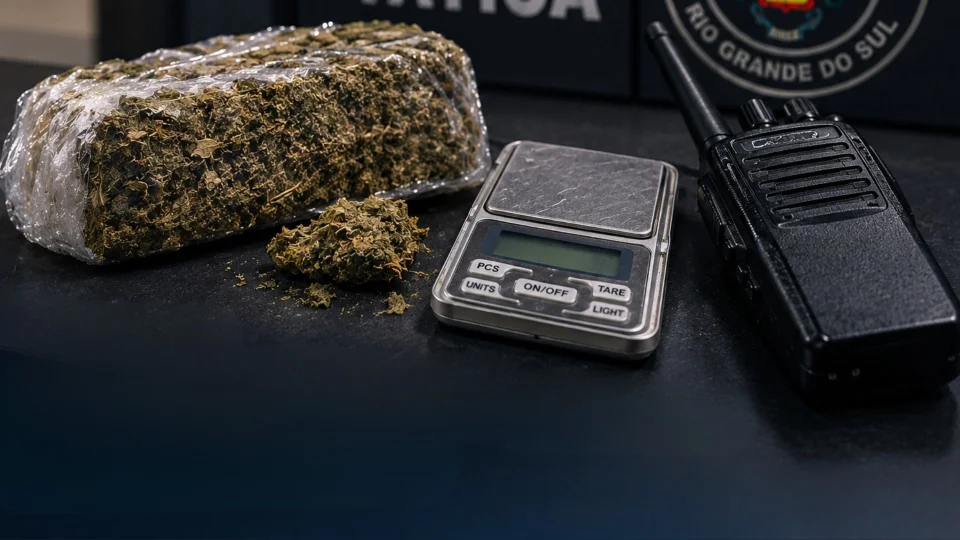 Jovem é preso com maconha, balança de precisão e rádio comunicador em São João do Polêsine