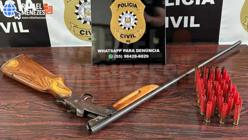 Polícia Civil apreende espingarda durante investigação de violência doméstica em Agudo