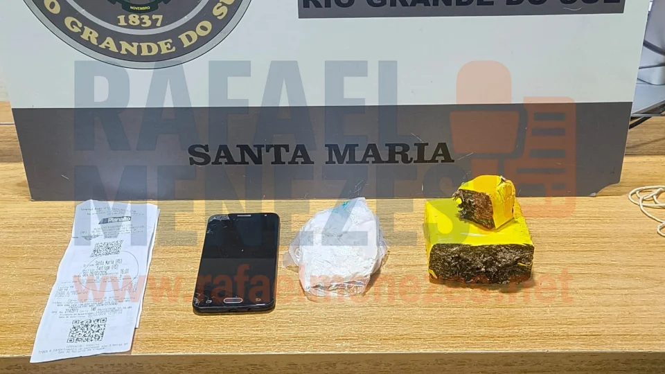 Homem que levaria drogas para Santiago é preso pela Brigada Militar em Santa Maria