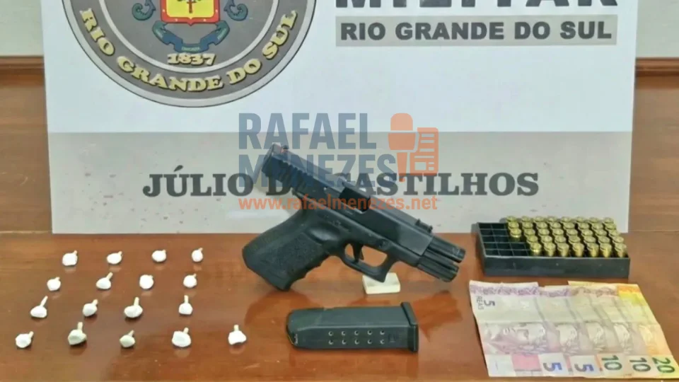 Jovem é preso com pistola, drogas e munições em Júlio de Castilhos