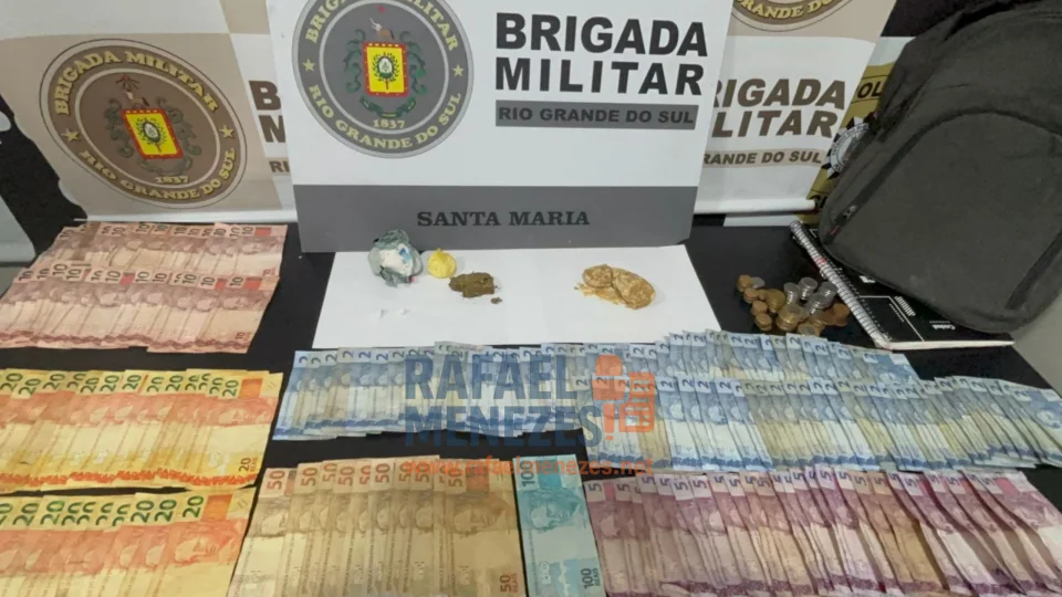 Brigada Militar prende jovem e apreende drogas e quase R$ 2 mil em Santa Maria